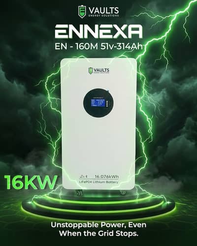 Vaults 16kW Lithium Battery 51V 314Ah | ENNEXA LiFePO4 | 8000 Cycle