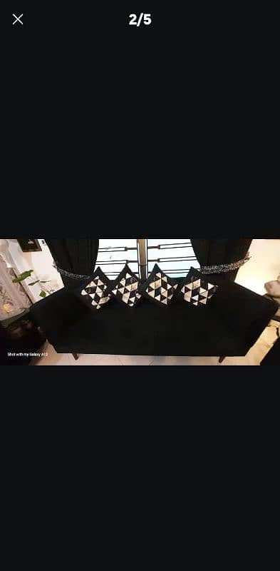 Sofa. Set. Modern 3+3+1+1 Sofa Set – Black Velvet