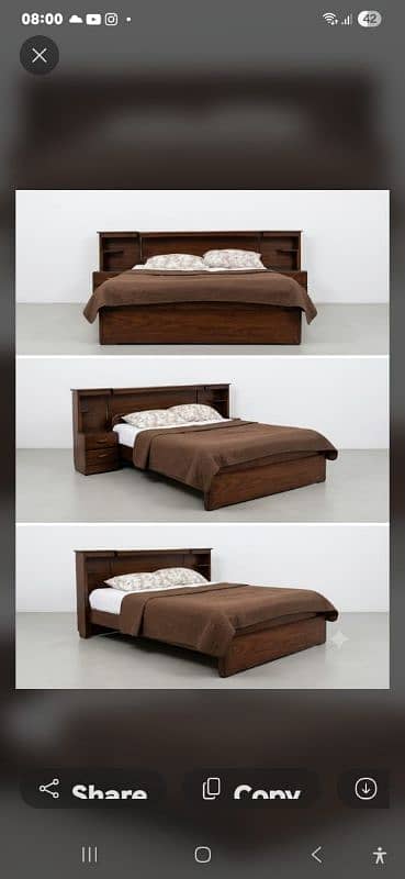 Bed. Set Queen Size Bed 5 by 6.5 with Headboard Storage and Side Tables
