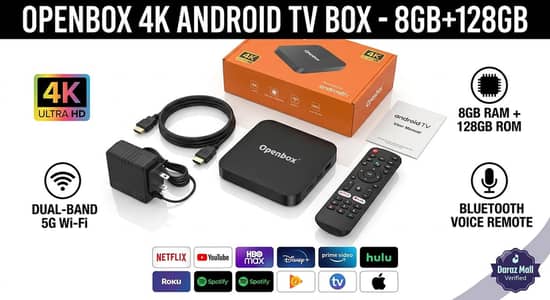 Openbox Smart Android TV Box 4K Ultra HD 5G(8GB RAM + 128GB ROM)
