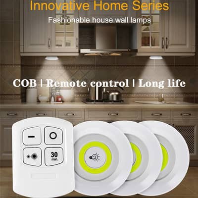 Pack Of 3 LED Remote Control Lights | Tap Light For Cabinet Wardrobe R