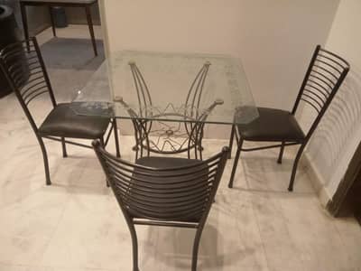 Dining table iron with 3 chairs