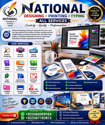 National Designing Typing Printing Editing all Service's