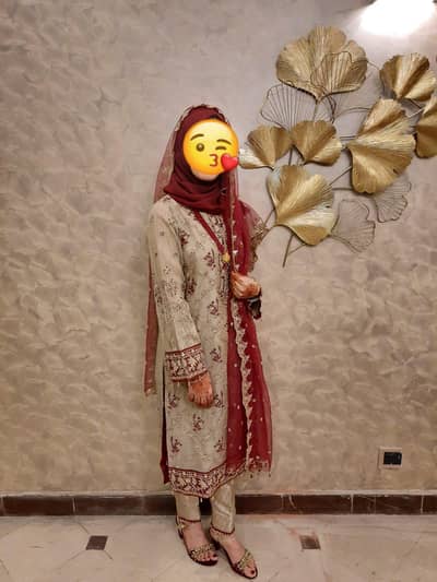 3 piece dress with net dupatta