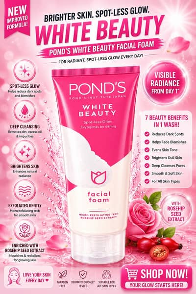 Ponds white beauty facial foam facewash
