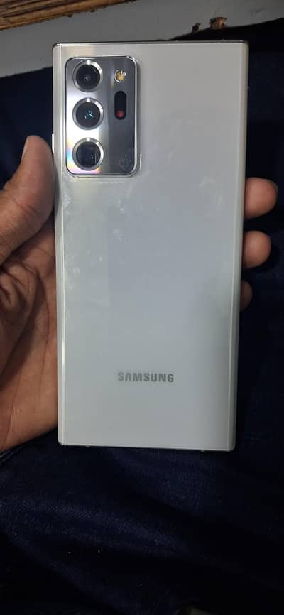 Samsung Mobile Note 20 Ultra. 12/256. white colour. 3 linnes on screen.