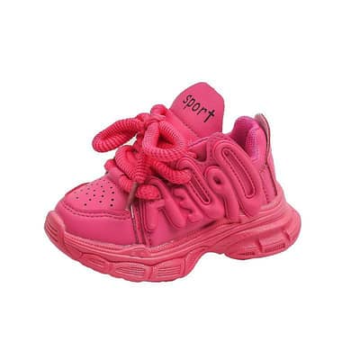 Kids Rose Red Running Shoes With Comfortable Laces