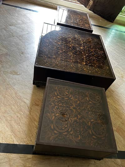 wood table set including 3 items togather