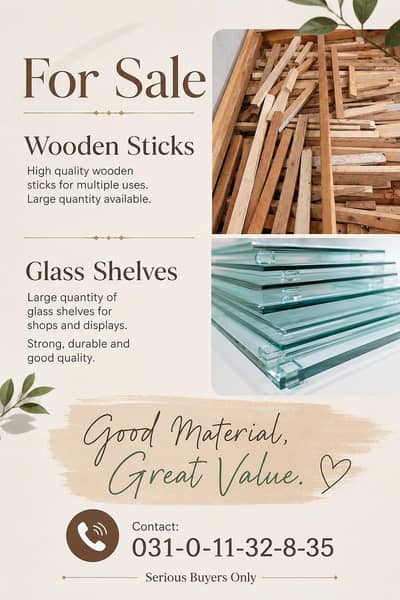 wooden sticks and glass shelves