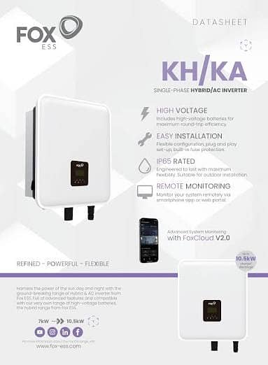 Fox ESS KH/KA 7kW Single Phase Hybrid Inverter