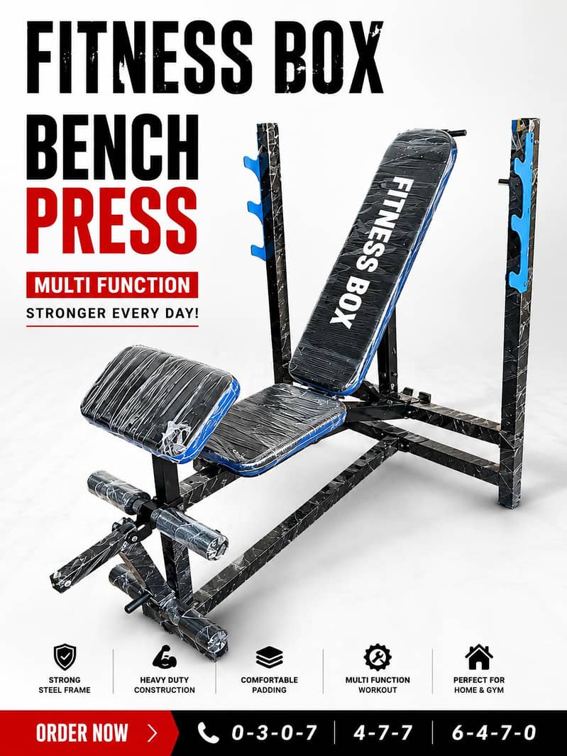 Exercise Bench Press|Dumbbells| Plates | Rods | Multi Bench 2