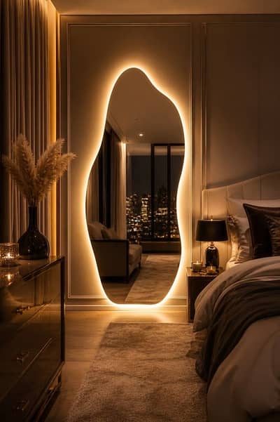 Wall mirror with led lights