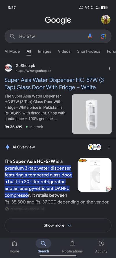 Super Asia water dispenser