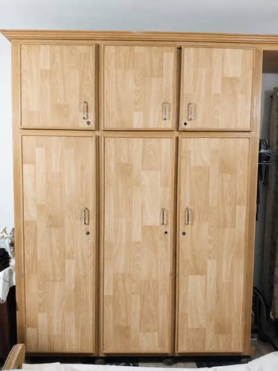 Woodstar 6-Door Wooden Wardrobe with Top Cabinets – Solid & Spacious