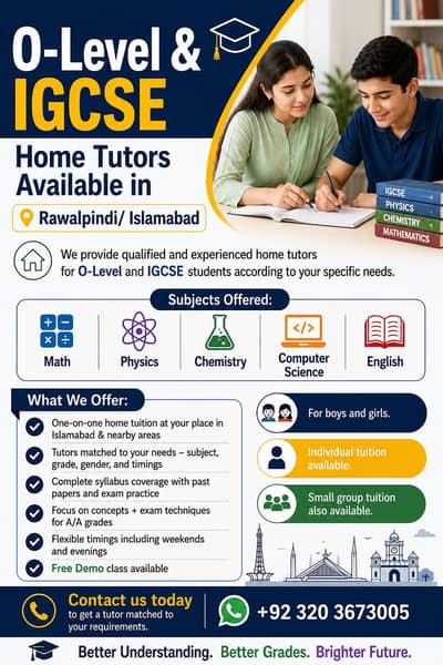 Experienced O-Level & IGCSE Home Tutor | Math, Physics, Chemistry Comp