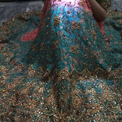 Teal and baby pink lehenga