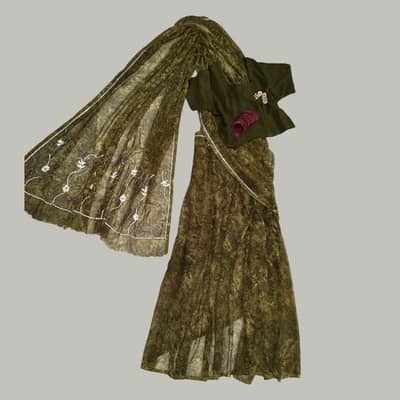olive green saree
