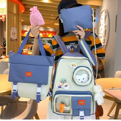 5 Set Backpack For Teenager Girl Waterproof Student Cute BookBags