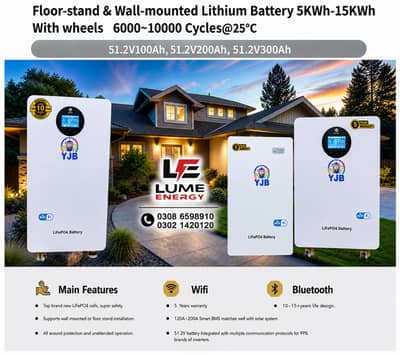 YJB Lithium Ion Battery 5kWh, 10kWh,15kWh with 6000 Cycle Life >6000 C