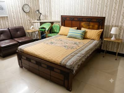 Wooden Double Bed queen size with Mattress