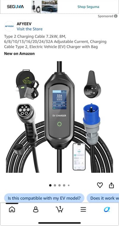 7KW Type 2 32Amp Adjustable EV Charger