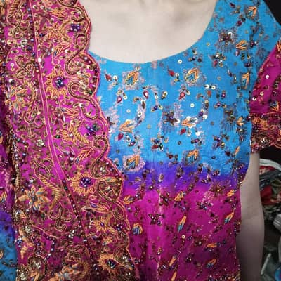 Shocking Pink and Sky Blue lehenga