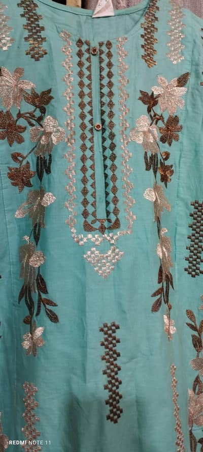 turquoise embroidery kurta