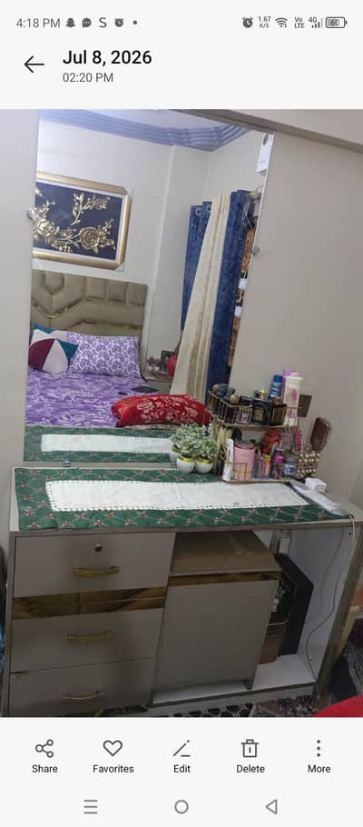 furniture for sell, king size bed, 2 side tables, and dressing table