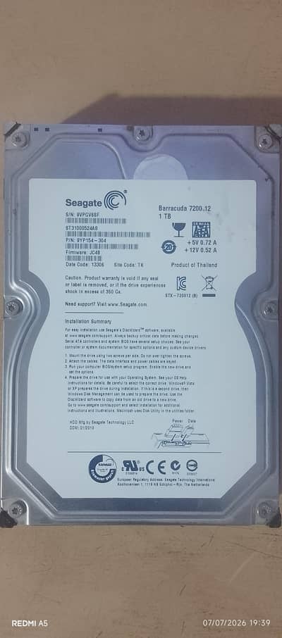 Seagate Barracuda 1-TB Hard Disk Fresh n Healthy for Sale in Cheap