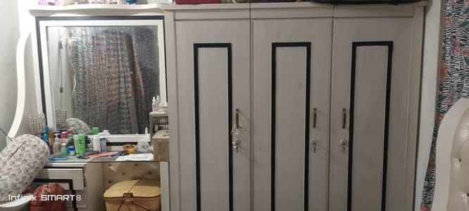 Bed, mattress, wardrobe and dressing table