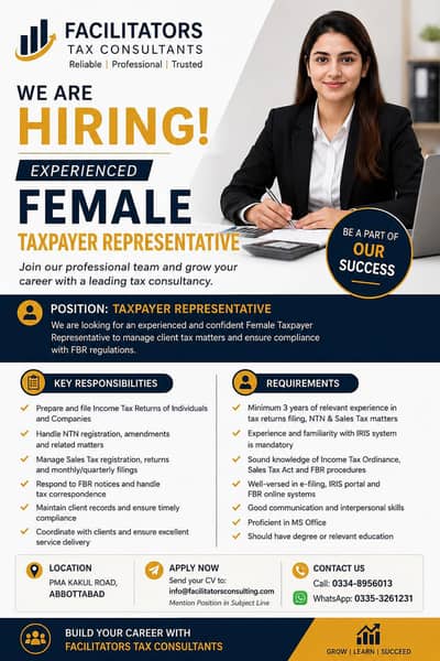Female Taxpayer Representative Required