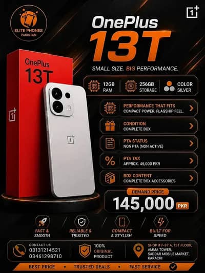 OnePlus 13T | 12/256GB | non PTA non active | complete box | like new