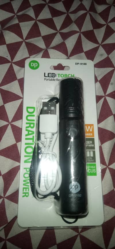 DP LED Portable Rechargeable TORCH - 2W - Laser - Adjustable - Lithium