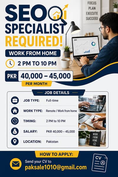 SEO Specialist Required – Work From Home | 2 PM to 10 PM
