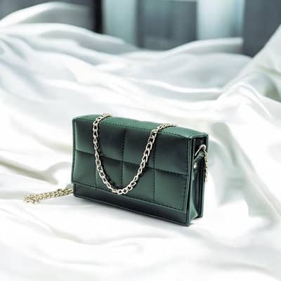 Green Crossbody bag for girls with Rose Golden Chain