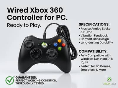 Xbox 360 Wired Controller for PC / Laptop - 100% OK Condition