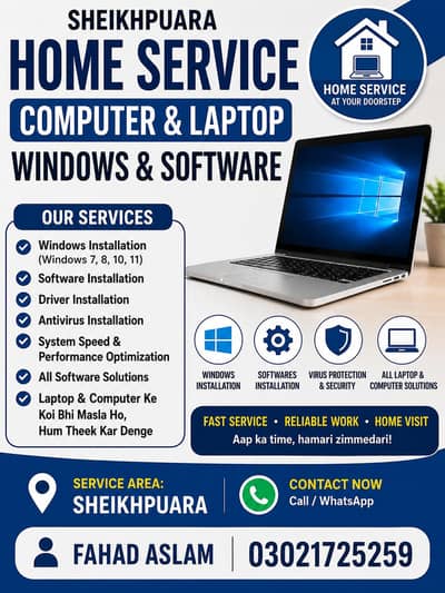 Computer & Laptop Windows Installation | Home Service | Sheikhupura