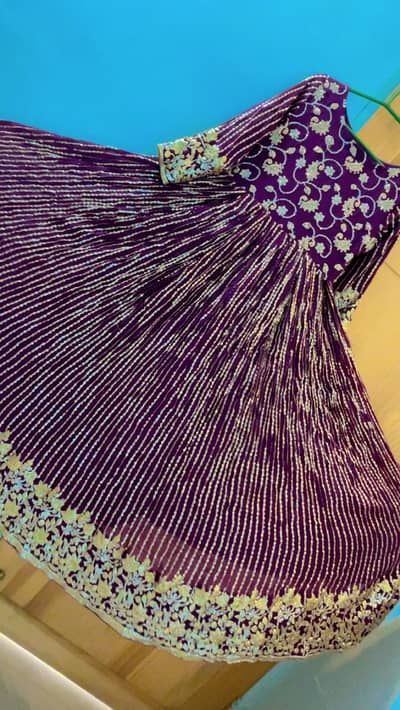 Purple Embroidered Maxi Dress 3 Piece | Wedding Wear | Karachi