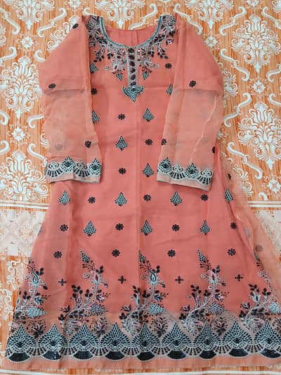 3 piece suit(organza) for sale embroided