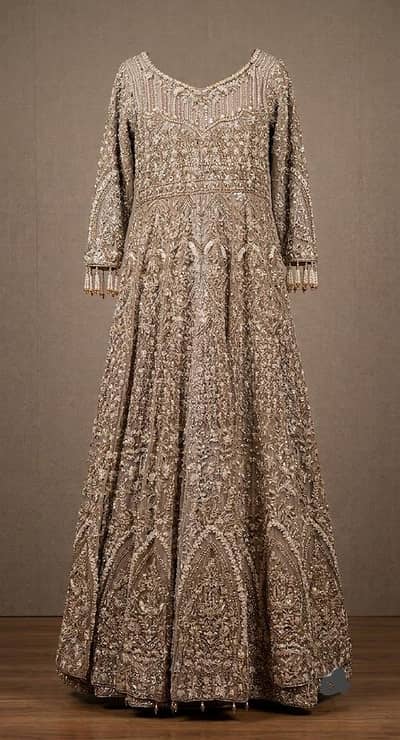 Bridal Embroidered Maxi XL | Walima Barat Dress with Matching Potli