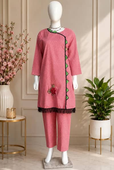 Premium Aqua Blue Floral Lawn 2 Piece stitched Suit