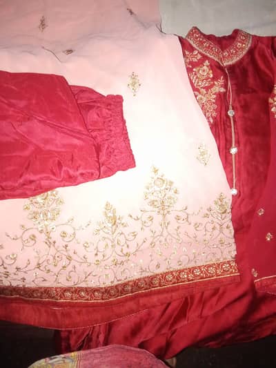 Pink embroidery duppata dress