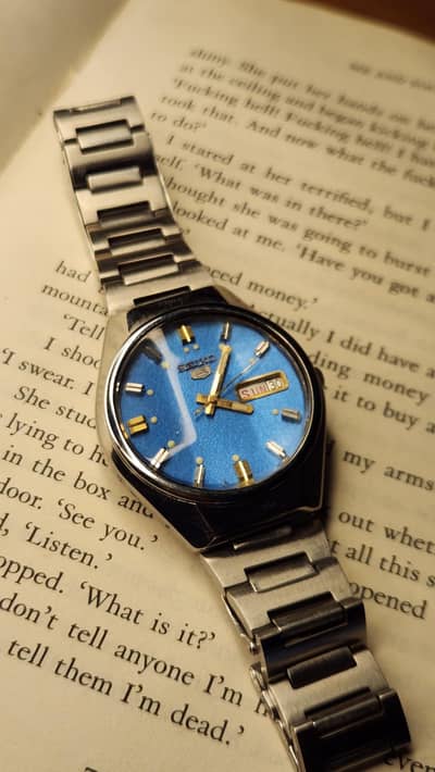 seiko 5 electric blue dial diamond cut glass/seiko/rado/rolex/omega