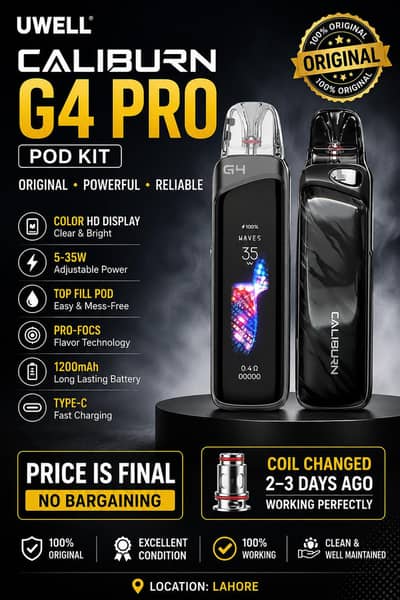 Original Uwell Caliburn G4 Pro Black | Price Final | Excellent Conditi