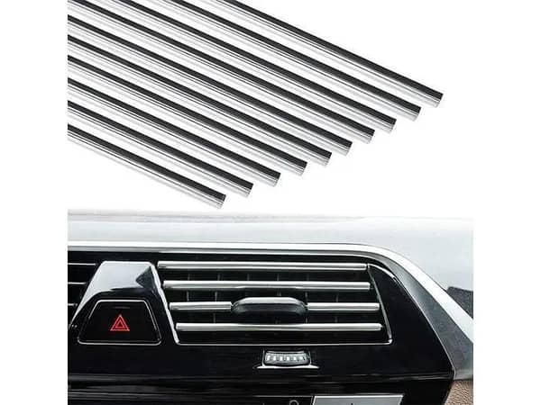 CAR AC VENT DECORATION STRIPS EASY TO USE 20 Pieces Silver Universal Car AC Vent Outlet Decoration Strip, Waterproof Bendable Air Vent Outlet Trim Decoration, Suitable for Most Air Vent Outlet