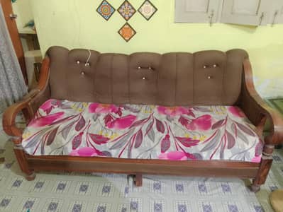 3 seater and 2 signal wood sofa set