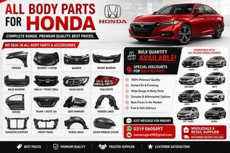 Honda Bonnet, Fender, Bumper & Body Parts, Wholesale & Retail