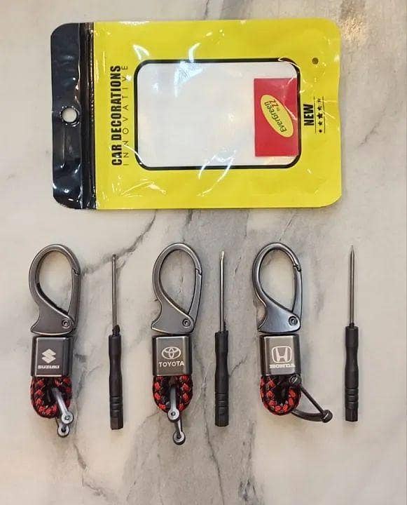 CAR motor bike keychain synthetic black and red leather material luxury design stainless steel silver hooks with screwdriver for honda toyota suzuki for all cars and motorbike