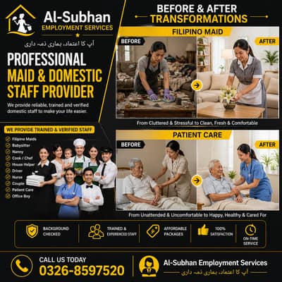 Maid/House Maids/Cook/Driver/Babysitter/Couple/Patient Care/Helper