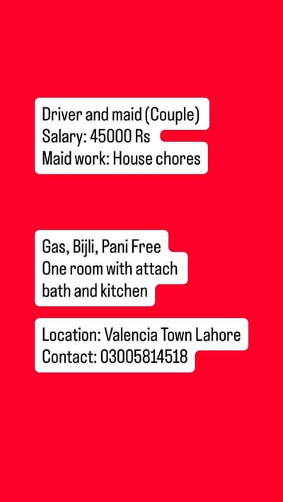 Driver and Maid Full time